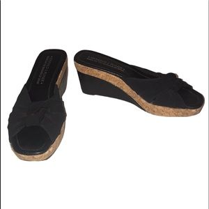 Donald Pliner Charmboo Cork Wedge Slip On Sandals - Black Size 8